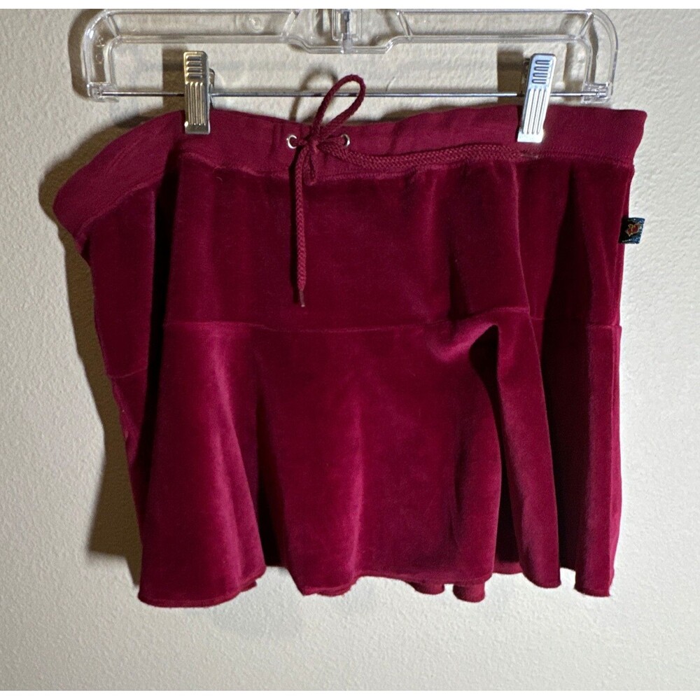 Big Flirt Women’s Burgundy Velour Skater Short Skirt Drawstring Waist L
